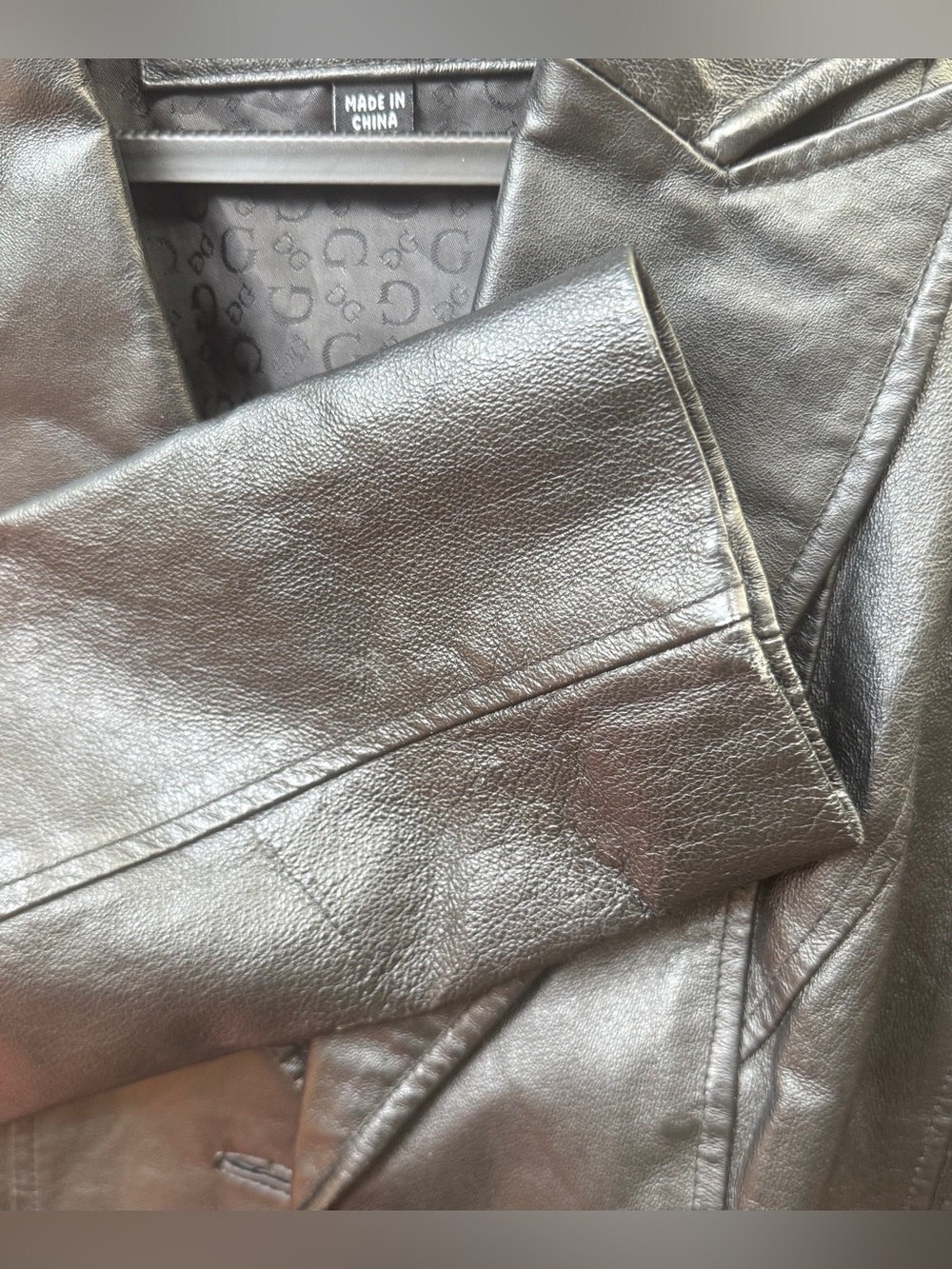 GUESS Women's Black Leather Blazer Jacket - Picture 11 of 15